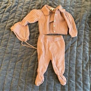 Bebe organic pink knit baby set 0-3M (read description)